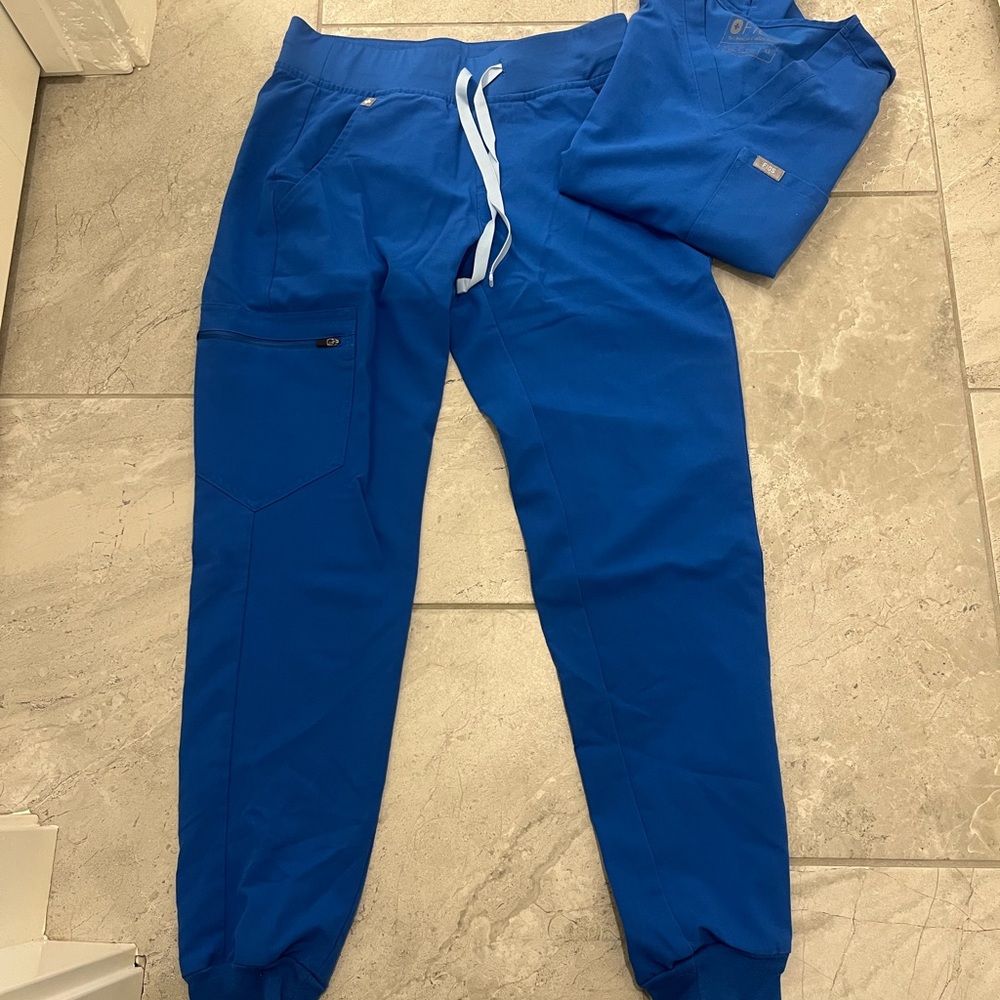 Figs Blue Jogger Sweatpants with Elastic Cuffs